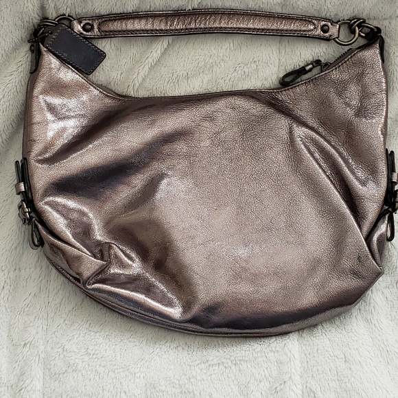 NWOT Coach Silver Metallic Leather Hobo Bag - Picture 4 of 7